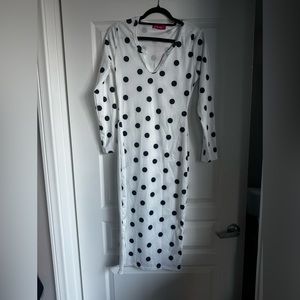 NEW! Unique Vintage Black and White Polka Dot Dress Small